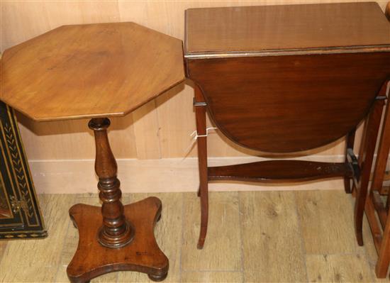 A Victorian mahogany octagonal occasional table and an Edwardian mahogany Pembroke table W.54cm and 48cm